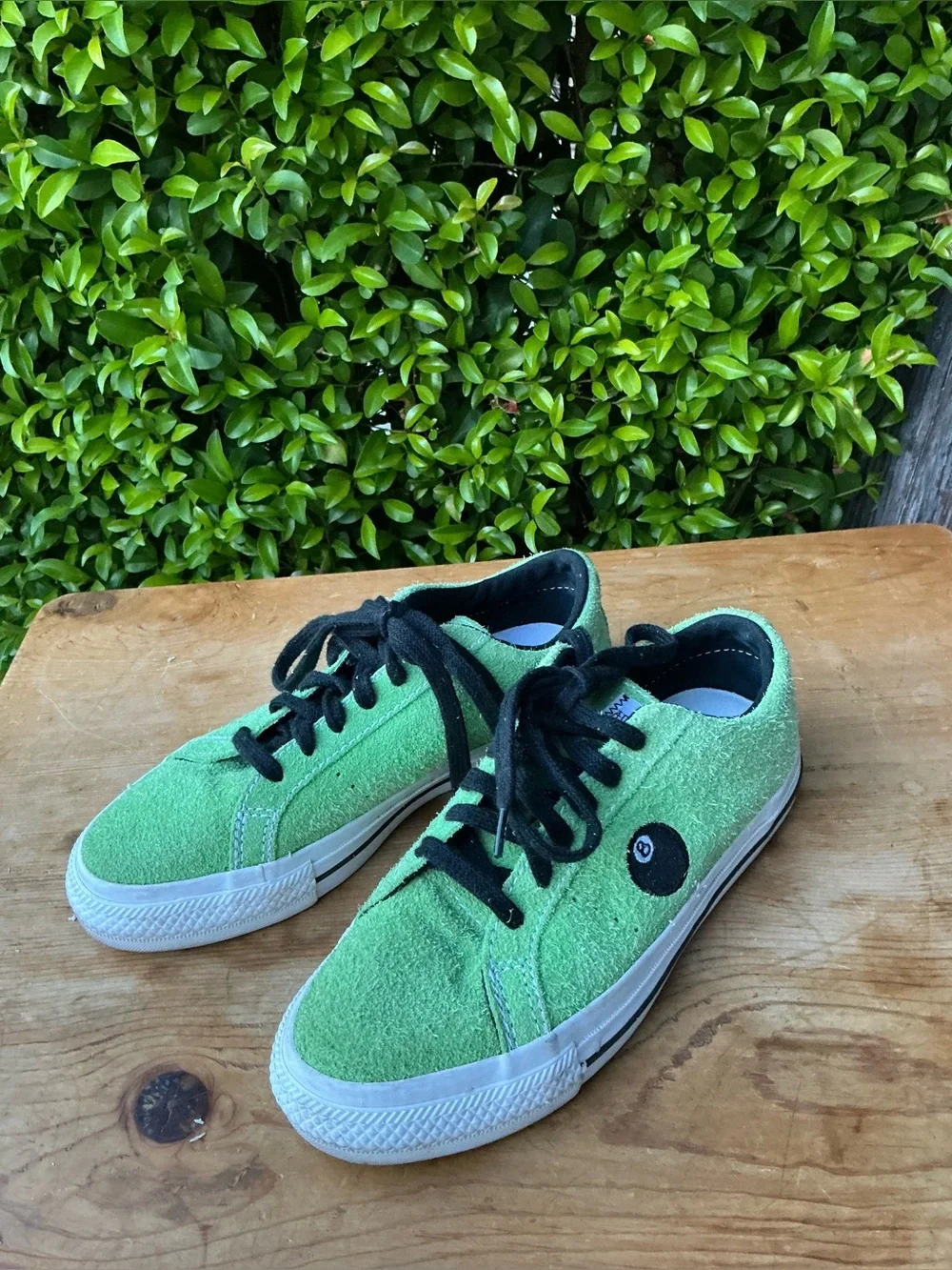 Stussy X Converse Women's Green Suede-Textured Low-Top Sneakers with Black Laces